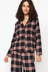 Black-multicolor Premium Plaid Shirt-pants Woven Sleepwear Set Thmaw24pt00256