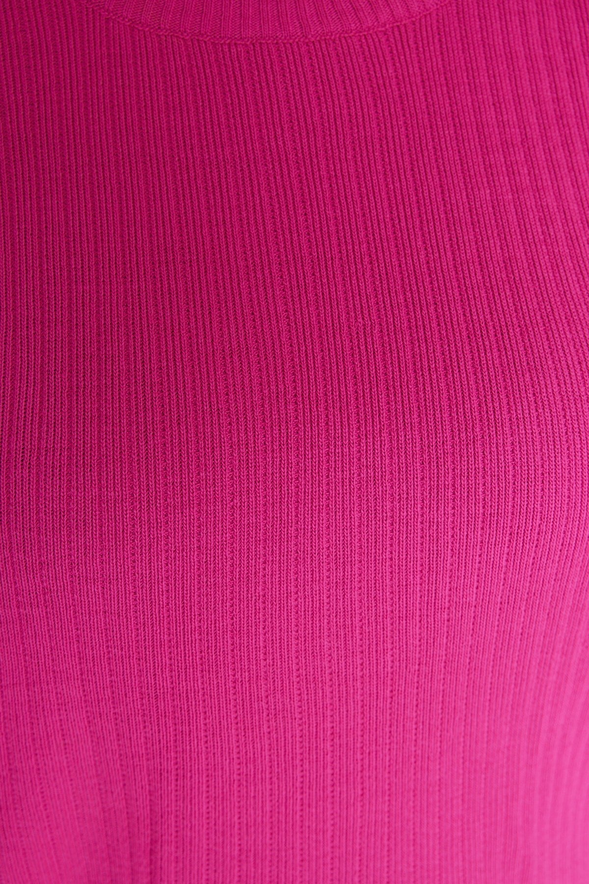 Fuchsia Ribbed Crew Neck Knitwear Sweater Pants Suit Tbbaw23cp00044