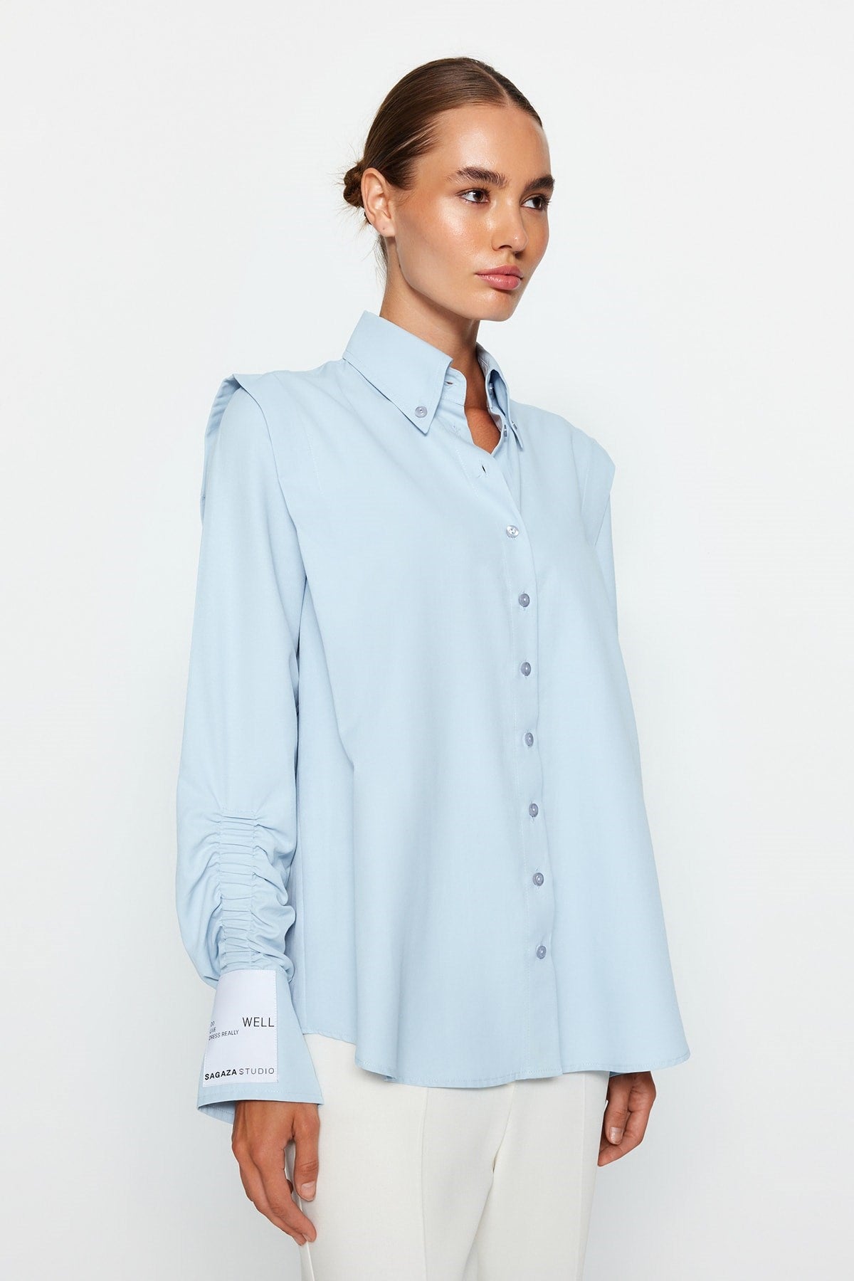 Black Ruffle Detailed Shirt Tpraw22go1191