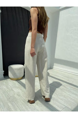 Stone Double Button Linen Pants 50467