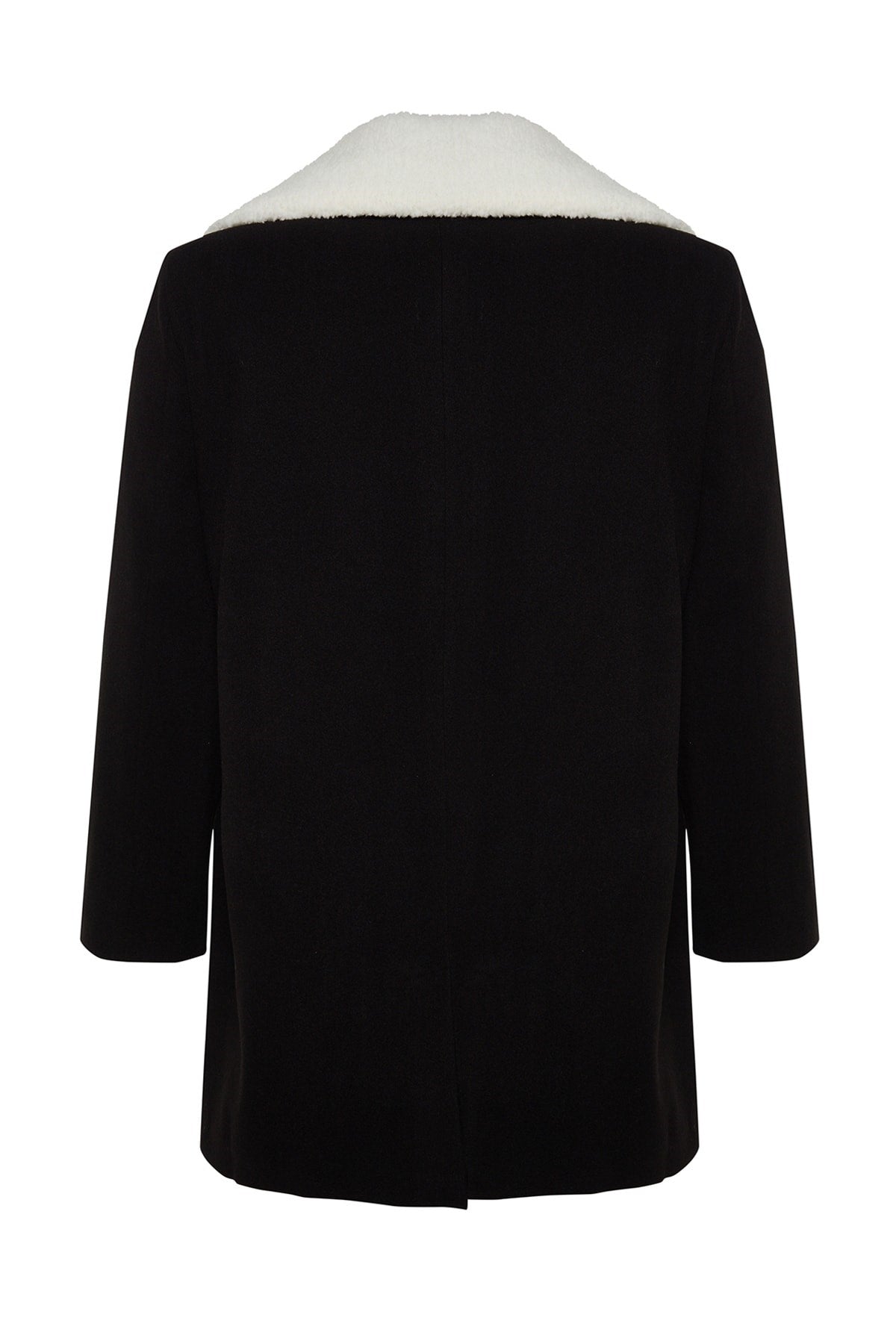 Black Fur Collar Cashmere Coat Tbbaw24dd00009