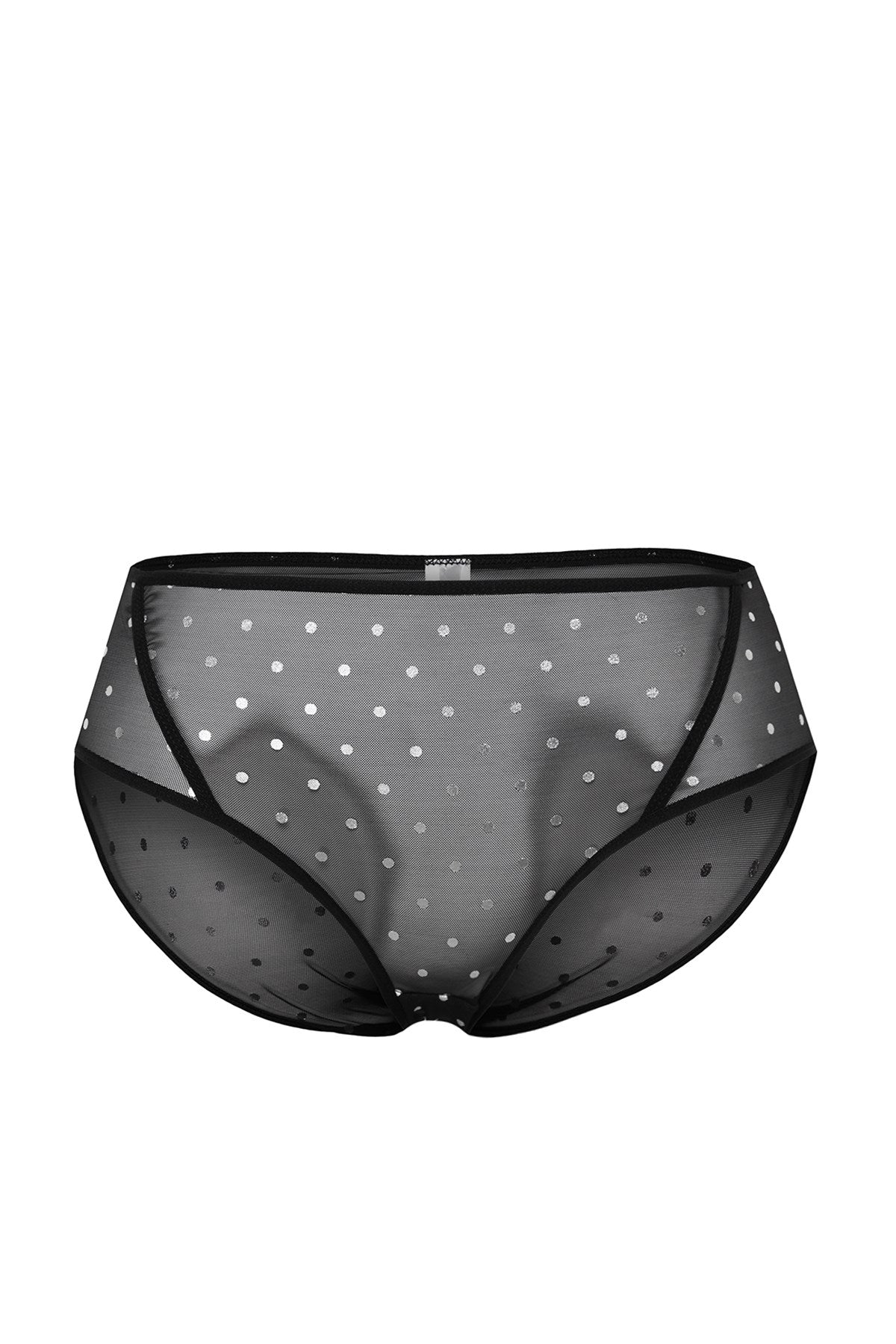 Black High Waist Polka Dot Mesh Panties Tbbaw24cm00000