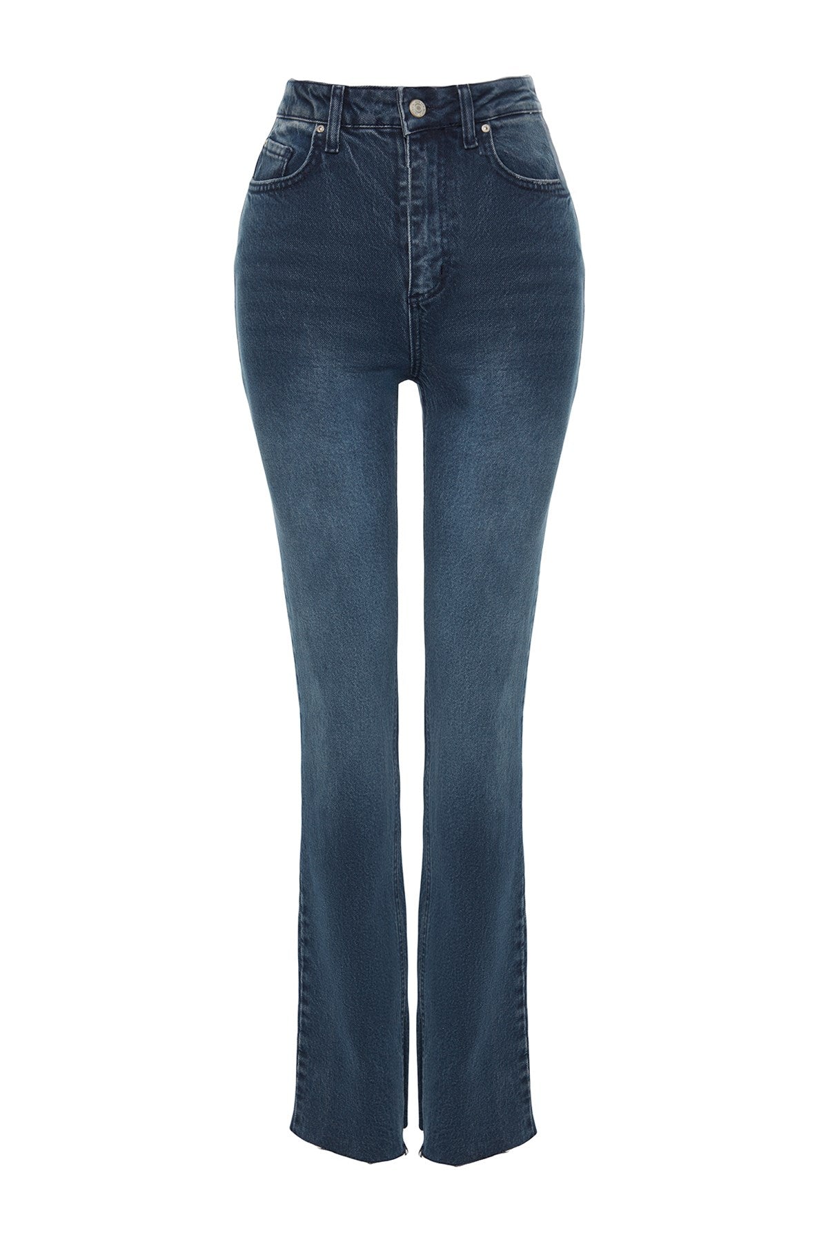 Blue Slit High Waist Flare Jeans Twoaw22je0382