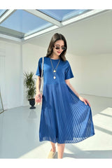 Indigo Pleated Dress 23ss-1182