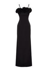 Black Woven Long Evening Evening Dress Tprss23ae00022