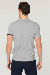 Men's Grey Knitted Cotton Crew Neck Basic Solid Color Short Sleeve Sport&casual T-shirt 2374 Tb18ma0