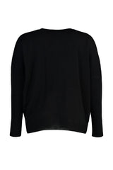 Black Tulle Detailed Low Shoulder Slim Knitwear Sweater Tbbaw23an00185