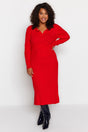 Red Polo Neck Knitwear Dress Tbbaw23ah00002