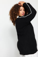 Black Sewing Detailed Knitwear Sweater Tbbaw24an00096