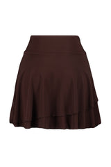 Brown Ruffle Detail Ruffled Mini Knit Skirt Twoaw24et00214