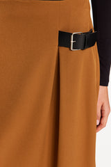 Navy Blue Belt Detailed Woven Skirt Tctaw24ee00014