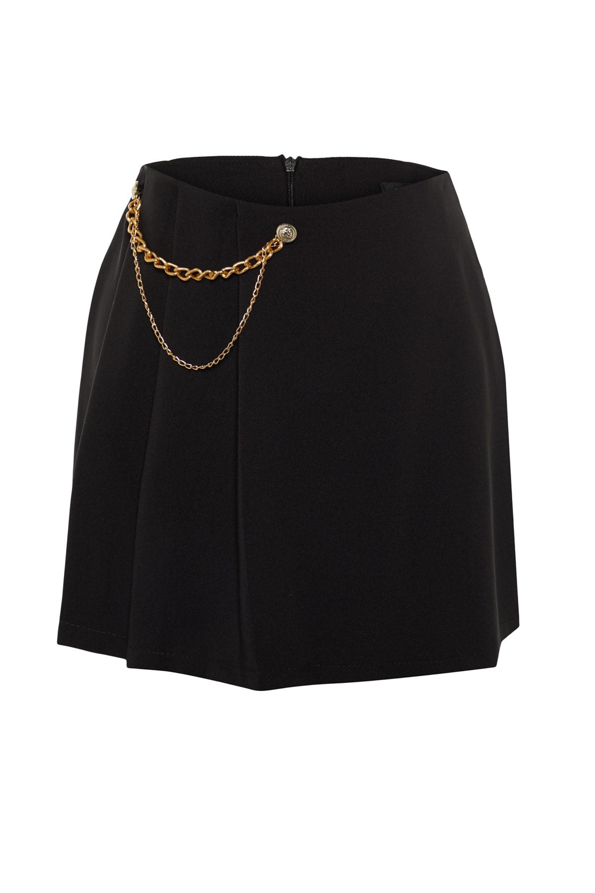 Black Chain And Pile Detailed Woven Shorts Skirt Twoaw23sr00041