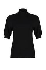 Black Premium Yarn/custom Yarn Soft Button Basic Knitwear Blouse Twoaw24bz00005