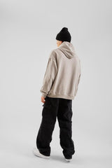 Elevate Printed Ice Grey Oversize Hoodie Flaw-093-038-006