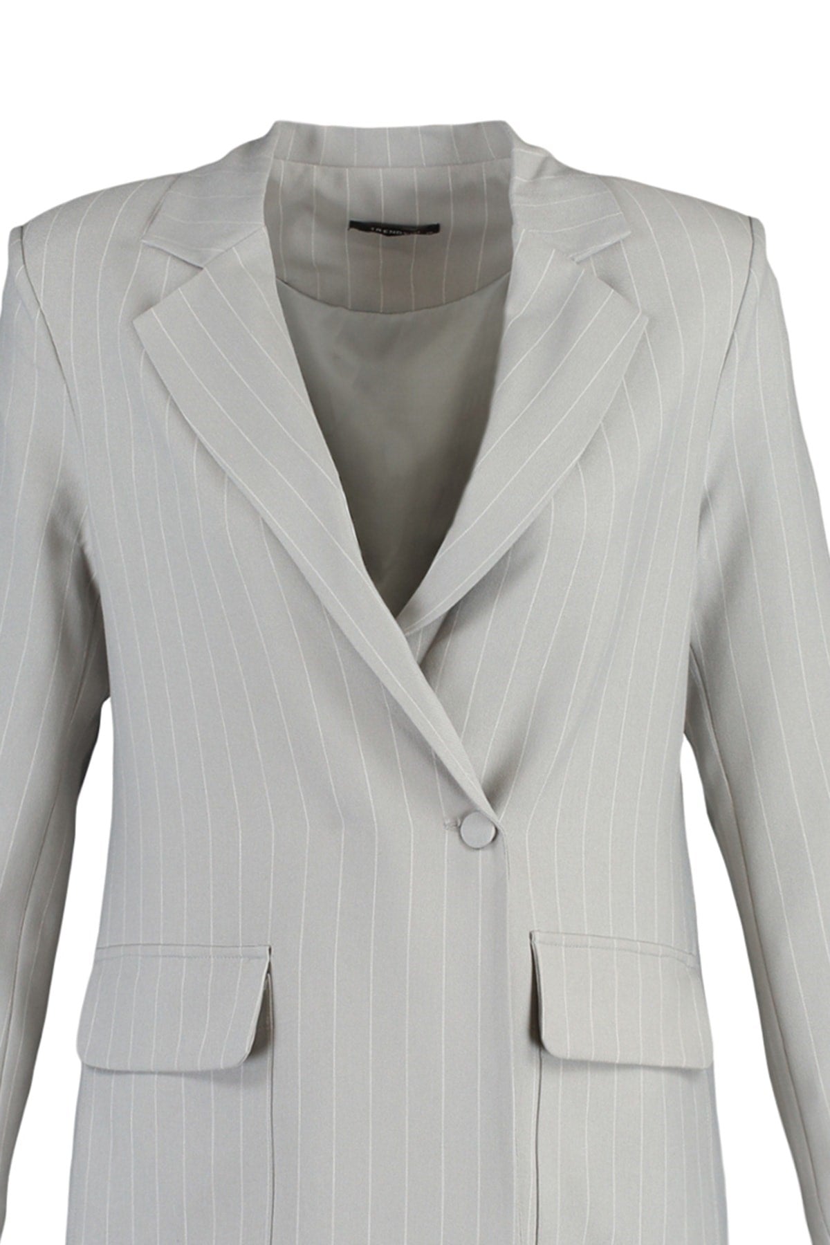 Grey Regular Lined Buttoned Woven Blazer Jacket Twoaw23bc00059