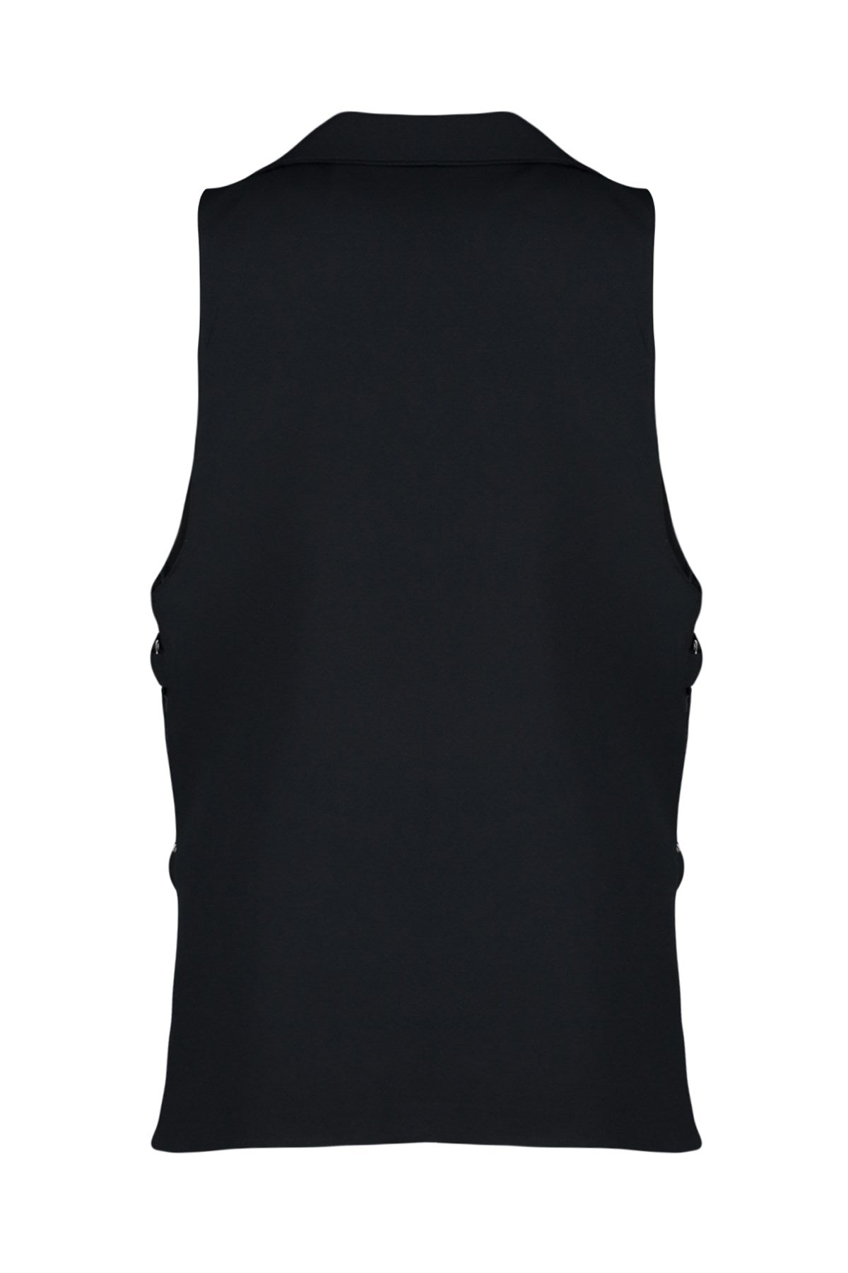 Black Side Accessory Lacing Detailed Lined Woven Vest Tctaw24yl00022