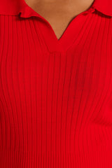 Red Polo Neck Knitwear Dress Tbbaw23ah00002