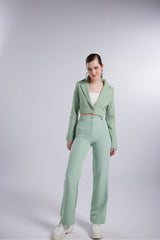 High Waist Button Closure Fabric Panky Pants Green Hlpankypants