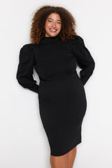 Black Sleeve Detailed Knitwear Dress Tbbaw24ah00000