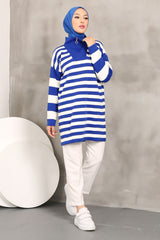 Black Striped Zipper Knitwear Tunic Imj002666