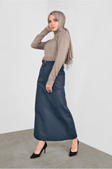 Women's Navy Blue (a.lacivert) Buttoned Pocket Skirt 60124 23ketktr60124