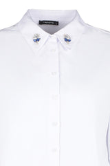 White Oversize Woven Collar Stone Shirt Tbbss23ax00007