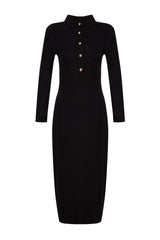 Black Gold Button Detailed Knitted Dress Tctaw24eb00108