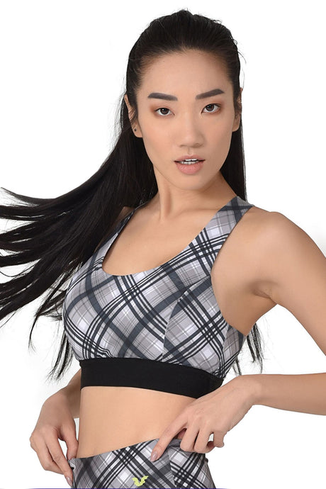 Women's Black Plaid Patterned Bra Bra 8031 Tb20wi12s8031-1