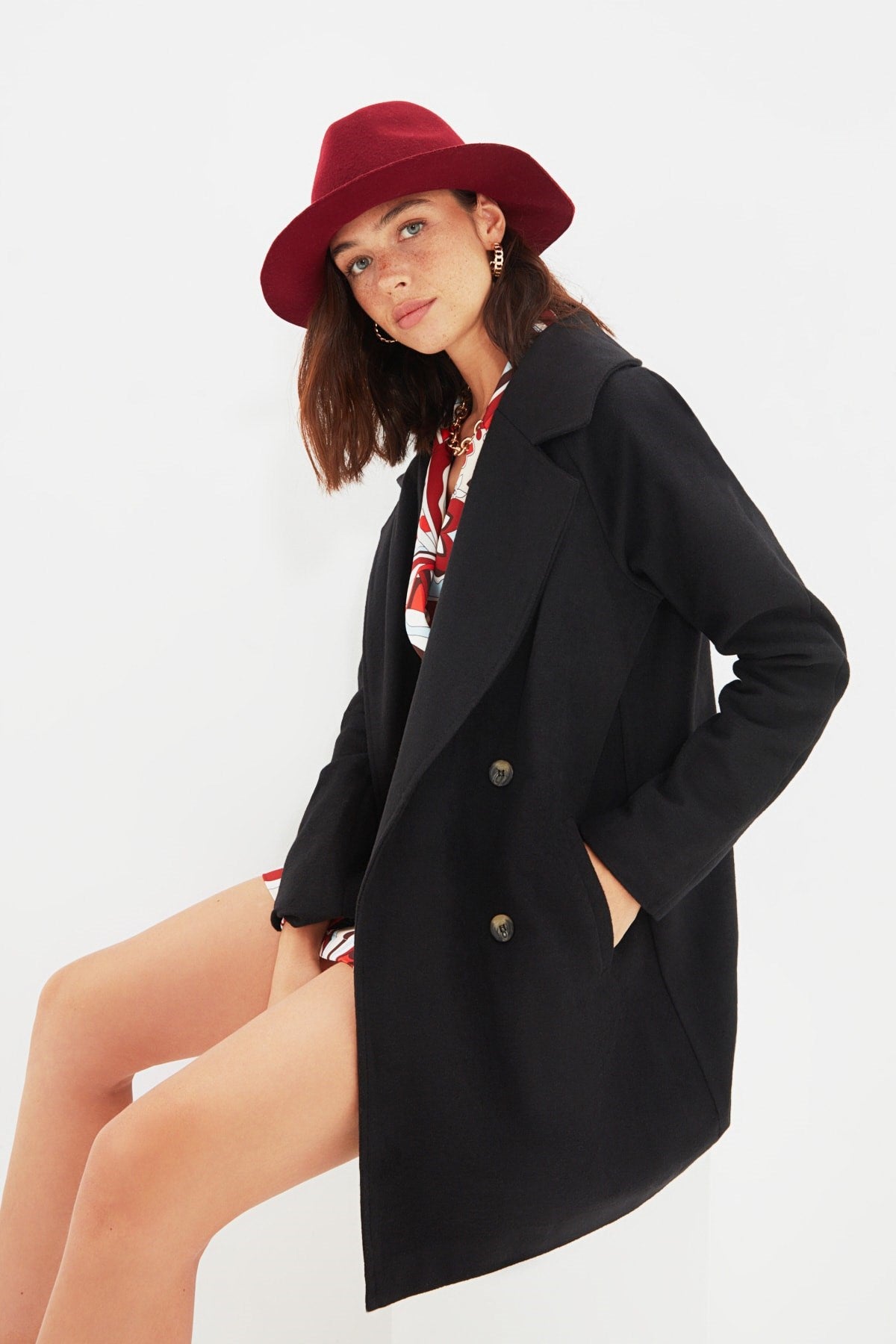 Stone Buttoned Coat Twoaw21kb0017