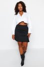 Black Striped Basic Interlock Knitted Plus Size Skirt Tbbaw24az00032