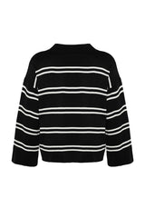 Navy Blue Striped Knitwear Sweater Tbbaw24an00013