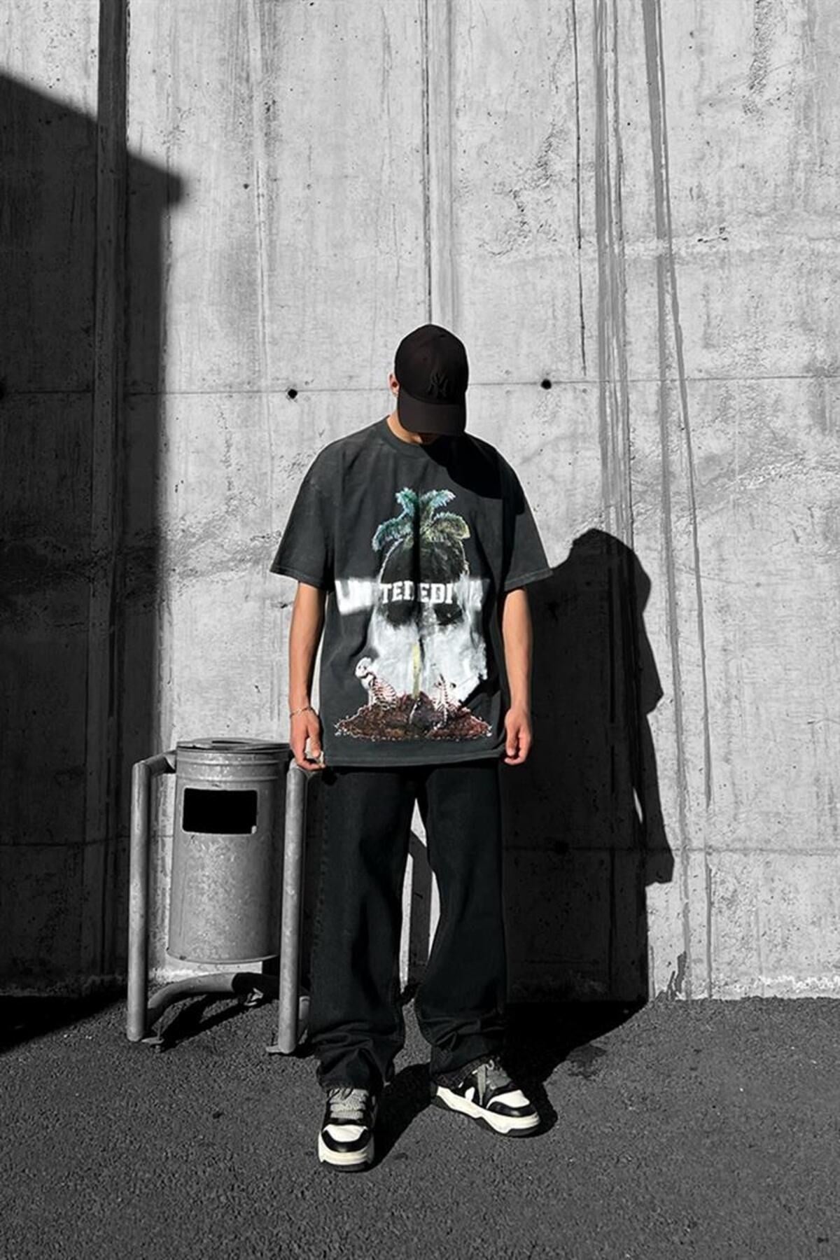 Skull Island Acid Wash Oversize T-shirt Flaw-149-005-020