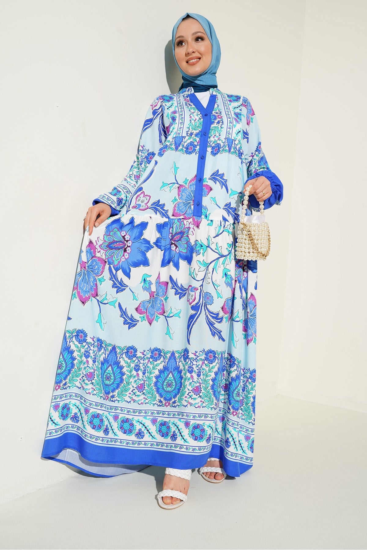 2423 Authentic Patterned Burkini Dress - D. Scissors 2423bgd19