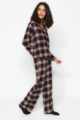 Black-multicolor Premium Plaid Shirt-pants Woven Sleepwear Set Thmaw24pt00256