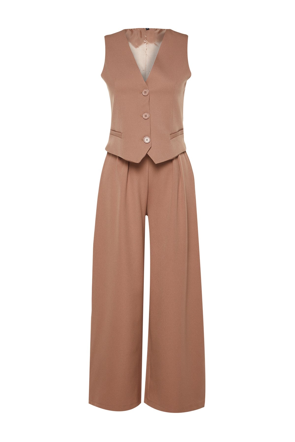 Camel Vest-pants Woven Bottom-top Suit Tctaw24us00066