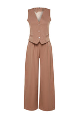 Camel Vest-pants Woven Bottom-top Suit Tctaw24us00066