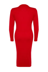 Red Polo Neck Knitwear Dress Tbbaw23ah00002