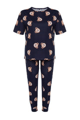 Anthracite Teddy Bear Pattern Knitted Pajama Set Tbbaw23ai00039