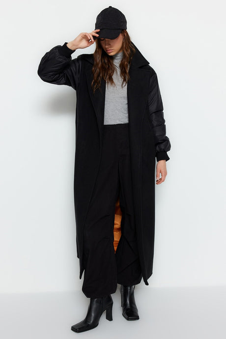 Black Lined Cashmere Coat Tctaw24ab00034