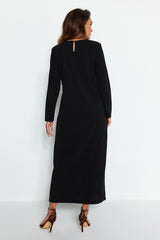 Black Basic Scuba Crepe Knitted Dress Tctss23eb00003