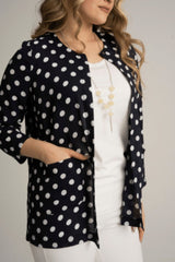 Plus Size Polka Dot Print Jacket And Blouse Duo Set 230650012