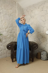 Cotton Shirt Collar Loose Hijab Dress Rge100