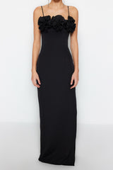 Black Woven Long Evening Evening Dress Tprss23ae00022