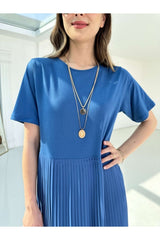 Indigo Pleated Dress 23ss-1182