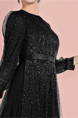 Women's Black Sequin Sequin Silvery Evening Dress 9810 20yabltr9810