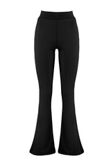 Black Ribbed Flare/spanish Leg High Waist Flexible Knitted Leggings Pants Twoss23pl00135