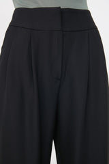 Black Wide Leg Wide Leg Pleated Woven Pants Twoss19wx0017