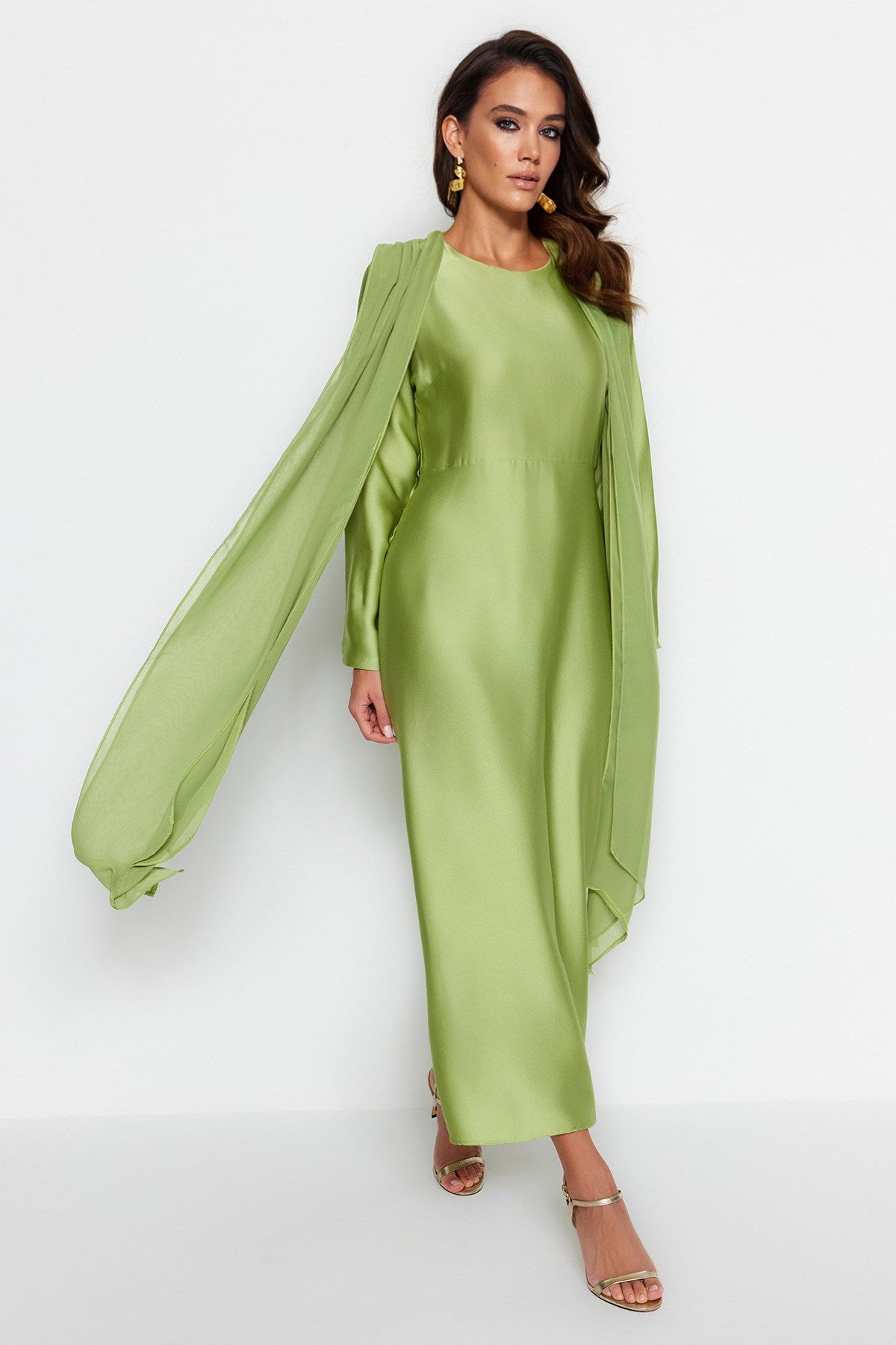 Green Flight Flight Satin Evening Dress Tctaw24db00008