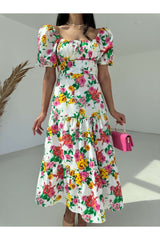 Spring Floral Madonna Neckline Dress 3212