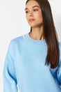 Ice Blue Pearl Detailed Knitwear Sweater Tctaw24ak00143